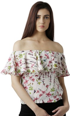 Miss Chase Casual Sleeveless Floral Print Women Multicolor Top