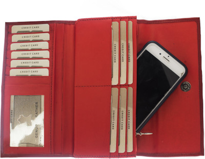 

Aspen Leather Women Casual Red Genuine Leather Wallet(5 Card Slots), Black