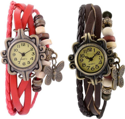 

MAPA STYLE Red And Brown Vintage Combo Stylish collection Girls Or Womens MPSTYLE 069 Watch - For Women