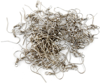 

jaz Jaz's Finding For Jewellery Making Silver Finish Earring Hooks, Pack of 100 pcs