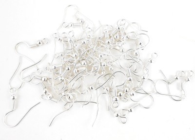 

jaz Jaz's Finding For Jewellery Making Silver Finish Earring Hooks, Pack of 100 pcs
