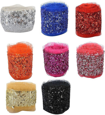

GOELX Fashion Sequin Net Laces for Dresses/Sarees/Lehenga/Suits/Caps/Bags/Decorations/Borders/Crafts - All 9 Colour