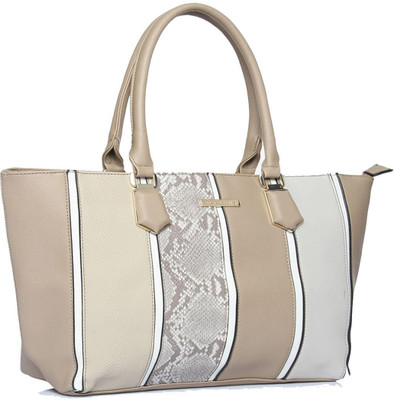 

Addons Snake-effect patchwork tote Bag Shoulder Bag(Beige, 5 L)