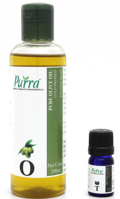 

Purra Cold Pressed Olive Oil + Australian Teatree Essential oil 05 ML for Hair, Skin & Body 100 % Pure, Natural & Undiluted-200 ML + 05 ML ( Combo )(205 ml)