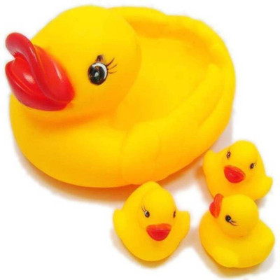 Sajani Duck Family Baby Bathing Toys Set Of 4 Bath Toy (Yellow, Red) Bath Toy(Multicolor)