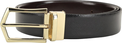 

LOUIS STITCH Men Formal Black Genuine Leather Reversible Belt, Reversible black and brown