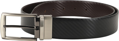 

LOUIS STITCH Men Formal Black Genuine Leather Reversible Belt, Reversible black and brown