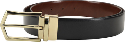 

LOUIS STITCH Men Formal Black Genuine Leather Reversible Belt, Reversible black and brown