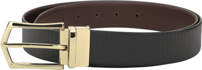 

LOUIS STITCH Men Formal Black Genuine Leather Reversible Belt, Reversible black and brown