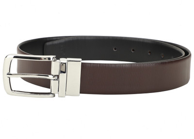 

LOUIS STITCH Men Formal Brown Genuine Leather Reversible Belt, Reversible black and brown