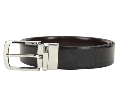 

LOUIS STITCH Men Formal Black Genuine Leather Reversible Belt, Reversible black and brown