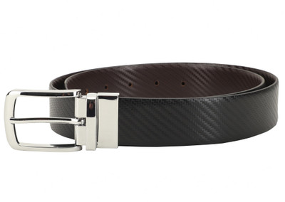 

LOUIS STITCH Men Formal Black Genuine Leather Reversible Belt, Reversible black and brown