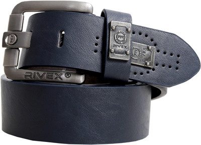 

Rivex Men Casual Blue Artificial Leather Belt, Black