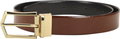 

LOUIS STITCH Men Formal Brown Genuine Leather Reversible Belt, Reversible black and brown
