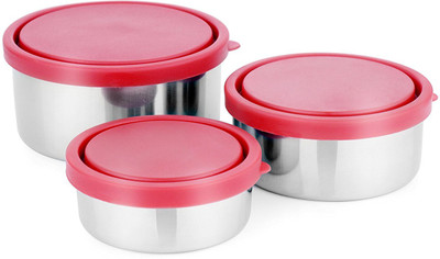

BLASTOISE Stainless Steel Storage & Snacks Bowls (Set Of 3)_RED 3 Containers Lunch Box(900 ml), Red;silver