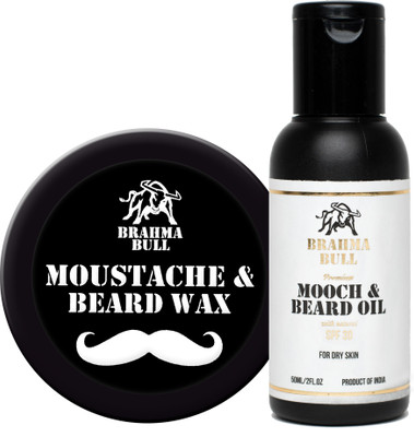 

Brahma Bull Moustache & Beard Wax and Mooch & Beard oil for dry skin(Set of 2)