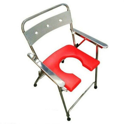 

NEOSAFE STAINLESS STEEL COMMODE CHAIR Commode Chair(Red, Steel)