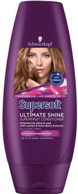 

Schwarzkopf Supersoft Ultimate Shine Superfruit Conditioner, Dull & Unmanageable Hair - 250ml(250 ml)