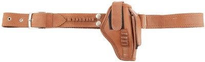 SHAH Pure leather 32 Bore 2 in 1 Pistol Cover with Belt Racquet Carry Case/Cover Free Size(Beige)