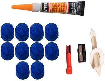 

KBA COMBO OF10 PCS CUE TIP IN 9MM+GLUE GEL+TIP MODIFIER KBAC86 Billiards Cue Stick(Microfibre)
