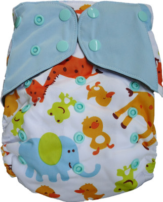 

Tiny Tots Charcoal Bamboo Pocket Diaper with Insert - Animal Print - S