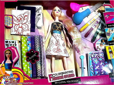 

Charlies Toy Factory Color Painting Fashion Studio Doll Clothes And Design Latest Toy(Multicolor)