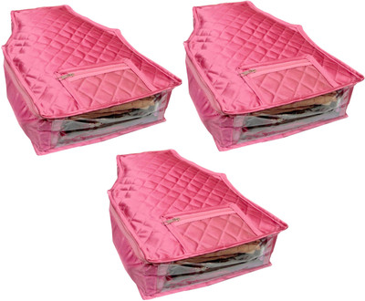 

Funkroo High Quality Pack of 3pcs Satin Blouse cover kurti cover garments cover for keeping blouse dupatta salwar Keep Blouse/Suit/Travelling Pouch(Pink)