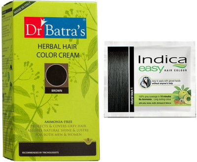 

Dr batra Herbal Cream Brown Hair Color and Free Indica Black Hair Color 25ml Hair Color(Brown)