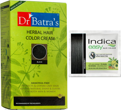 

Dr batra Herbal Cream Black Hair Color and Free Indica Black Hair Color 25m Hair Color(Black)