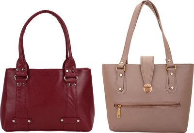 

Lady bar Hand-held Bag(Beige, Maroon)