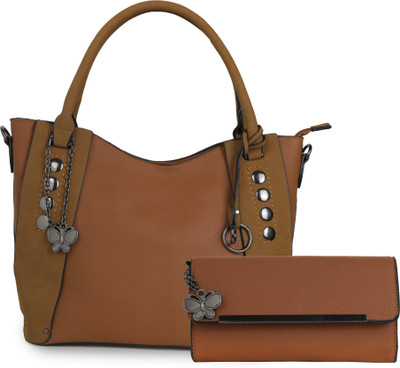 

Butterflies Hand-held Bag(Brown, Tan)