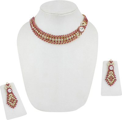Jewels Capital Alloy Gold-plated Gold, Pink, Multicolor Jewellery Set(Pack of 1)