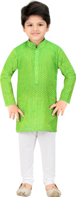 

Shree Shubh Boys Festive & Party Kurta and Pyjama Set(Multicolor Pack of 1, Green