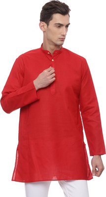 Tattva By Mark Anderson Men Solid Straight Kurta(Red)
