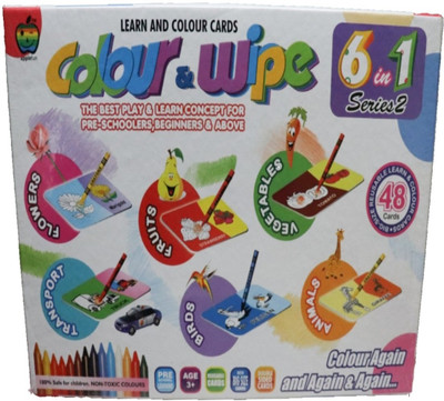 

Apple Fun Colour & Wipe 6in1 Series-2 (Vegetables, Transport, Birds, Animals, Flowers, fruits) (Multicolor)(Multicolor)