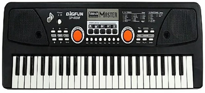 

SANJARY 49 Key Piano Keyboard Toy for kids DC POWER OPTION + RECORDING + MICROPHONE + DATA CABLE (Multicolor)(Black)