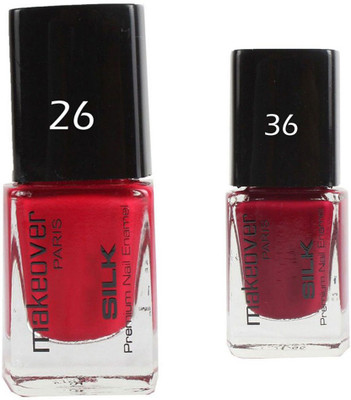 

Makeover Professional Nail Paint Cherry Red-26 , Nail Paint Dark Magneta-36 Multi(Pack of 2)