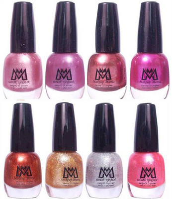 

Makeup Mania Premium Nail Polish - Combo of 8 Unique Glitter Nail Paint - (MM# 11-37) Shining Brown, Silver, Golden Brown, Cofee, Purple(Pack of 8)