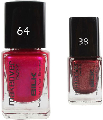 

Makeover Professional Nail Paint Combo Velvet-Wine-64 , Sparking-Wine-Red-38 (9 ml, Pack of 2) Multi(Pack of 2)