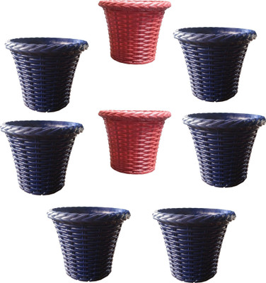 

SHOPTICO Plant pots Plant Container Set(Pack of 8, Plastic)