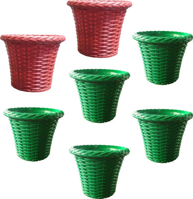 

SHOPTICO Plant pots Plant Container Set(Pack of 7, Plastic)