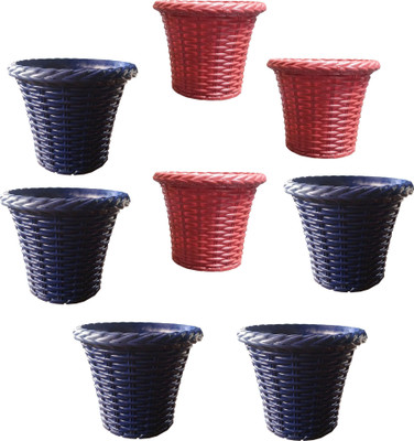

SHOPTICO Plant pots Plant Container Set(Pack of 8, Plastic)