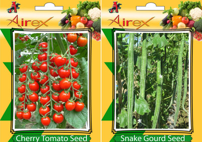 

Airex Cherry Tomato and Snake Gourd Vegetables Seed + Humic Acid Fertilizer (For Growth of All Plant and Better Responce) 15 gm Humic Acid + Pack Of 30 Seeds Cherry Tomato + 10 Snake Gourd Seed(30 per packet)