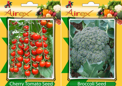 Airex Cherry Tomato and Broccoli Vegetables Seed (Pack Of 20 Seed * 2 Per Packet) Seed(20 per packet)