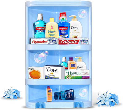 Shoppernation Fancy Big Multipurpose Corner Rack Multicolor Plastic Wall Shelf(Number of Shelves - 3, Multicolor)