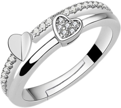 Karatcart Karatcart Platinum Plated Elegant Austrian Crystal Adjustable Ring For Women Alloy Crystal Platinum Plated Ring