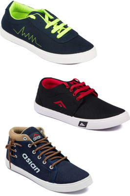 

Asian men's casual & running shoes combo pack of 3 Casuals For Men(Multicolor