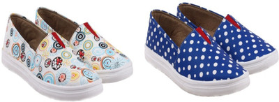 

BELLA TOES Combo of 2 casual shoe Sneakers For Women(White, Blue