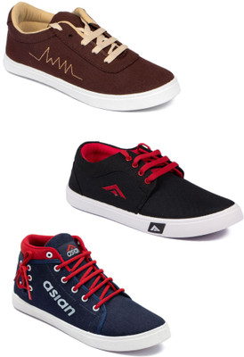 

Asian men's casual & running shoes combo pack of 3 Casuals For Men(Multicolor