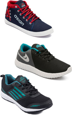 

Asian men's casual & sports shoes combo pack of 3 Walking Shoes For Men(Multicolor